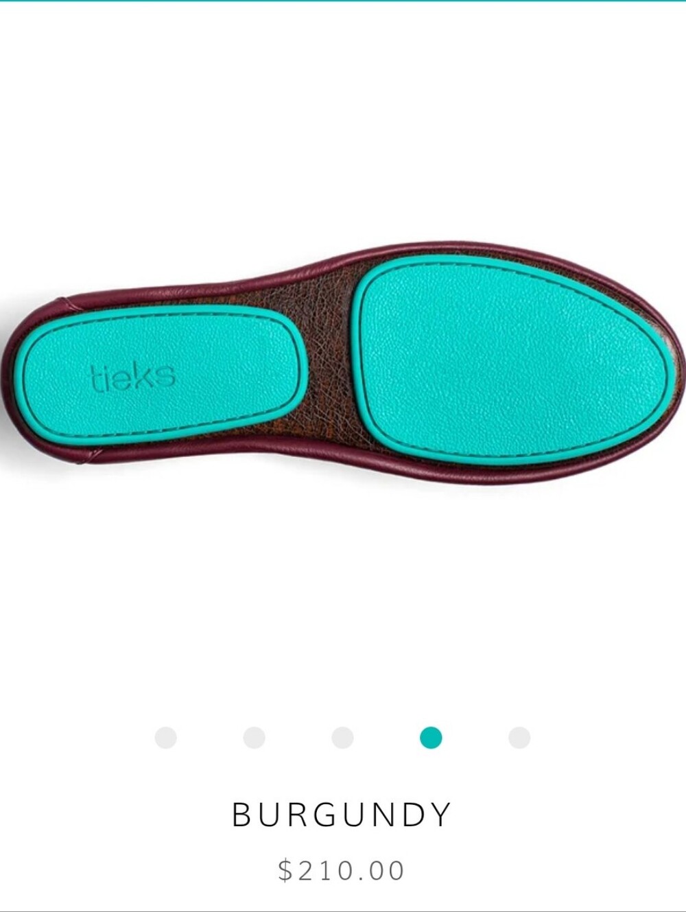 Tieks Burgundy Leather Ballet Flats with Teal Trim - Picture 4 of 9